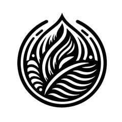 Abstract Black and White Tribal Leaf Design.