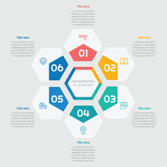 6 Options or Steps Infographic Element with Flat Style for presentations, reports, and web
