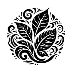 Black and White Floral Swirl Design.