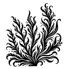 Obraz premium Black and White Floral Swirls and Leaves Design.
