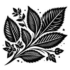 Black and White Stylized Floral Leaf Design.