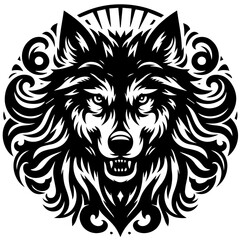 Fierce Black Wolf Tribal Tattoo Design.