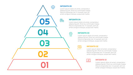 5 Options or Steps Triangle Infographic Element with Outline Style for presentations, reports, and web