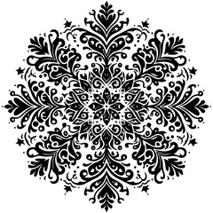 Fototapeta premium Intricate Black and White Floral Mandala Design.