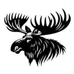 Fototapeta premium Majestic Black Moose Head Silhouette with Antlers.