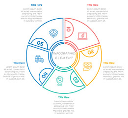 5 Options or Steps Infographic Element with Outline Style for presentations, reports, and web