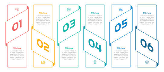 6 Options or Steps Infographic Element with Outline Style for presentations, reports, and web