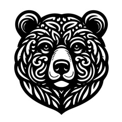 Obraz premium Ornate Black Bear Head Tribal Design.