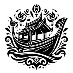 Fototapeta premium Ornate Traditional Boat with Decorative Elements.