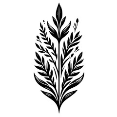 Obraz premium Stylized Black and White Floral Branch Design.