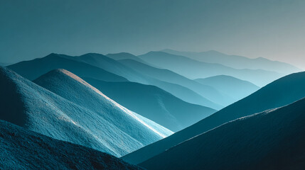 Blue Mountains layers recede into the distance. Minimalist, serene landscape ideal for marketing, web use, backgrounds and design projects.