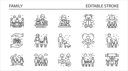 Fototapeta premium Family icons with diverse activities and symbols people