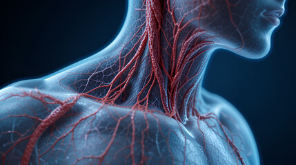 Jugular Veins: The veins in the neck that carry deoxygenated blood from the head to the heart, notable for their thin, flexible wall structure.