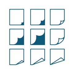 Paper With Folded Corners Label Icon Set Vector Design.