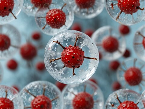 Abstract background red Frozen bubble 