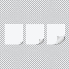 Realistic Paper With Folded Corners Label Icon Set Vector Design.