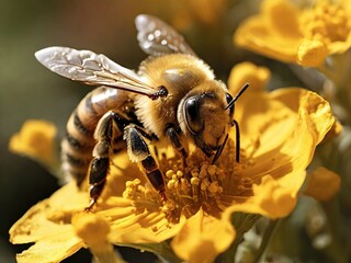Fototapeta premium bee on yellow flower