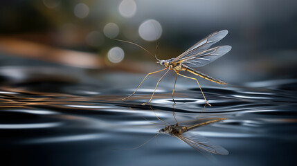 "Water Strider Gliding on a Tranquil Pond"