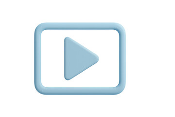 Minimalist light blue play symbol indicating multimedia content start, providing intuitive visual guidance on transparent background for digital interfaces