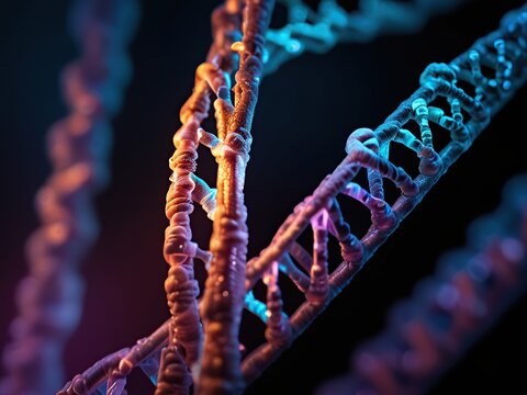 dna strand on black background