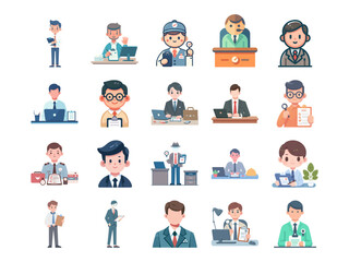 
auditor flat design illustration set