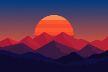Fototapeta premium sunset over the mountains