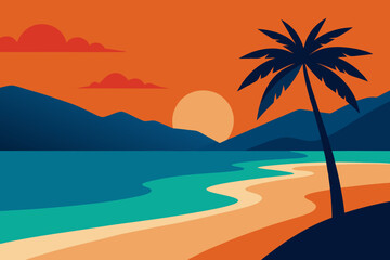 Obraz premium tropical beach with palm trees