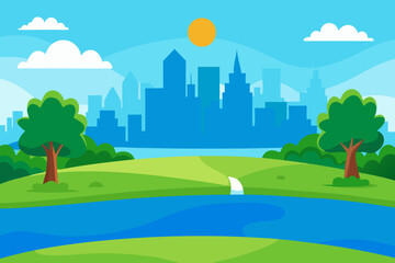 city landscape with trees