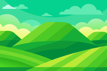 Obraz premium Idyllic Vector Art Landscape Illustration Presenting Natural Beauty