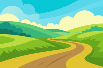 Obraz premium Expansive And Colorful 2D Cartoon Background Scene Of Nature