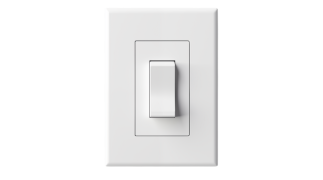 Modern white light switch controlling energy usage for home automation systems and smart technology