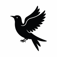 Fototapeta premium Black Bird Silhouette with Spread Wings Design