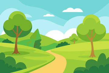 Fototapeta premium Idyllic Summer Day Background Scene Beautiful Outdoor Landscape Rendering