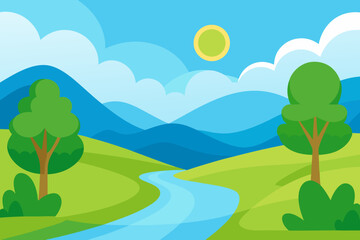 Fototapeta premium Picturesque 2D Cartoon Background Scene Meticulous Charming Illustration