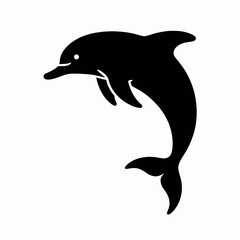 Fototapeta premium Dolphin Silhouette on White Background