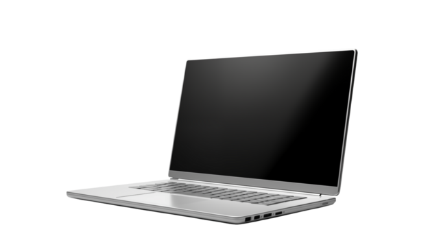 Sleek silver laptop open for modern productivity, perfect for business and creative ventures