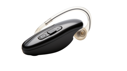Modern sleek black Bluetooth headset for hands-free communication and seamless mobile connectivity