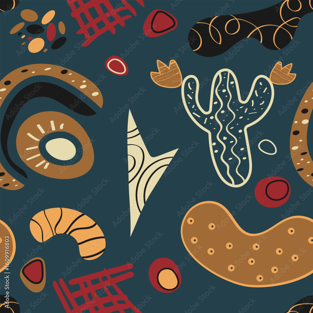 Aufkleber seamless pattern with chaotically located abstract textured elements on a blue background. vector il