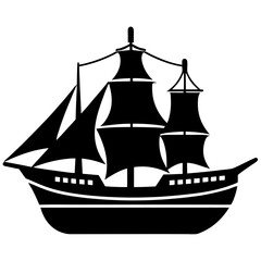 set of sailing ships vector on white background 