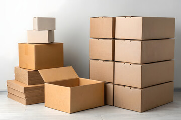 stacked Cardboard Boxes on Minimalist Floor