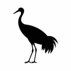 Obraz premium Silhouette of a Crane Bird on White Background