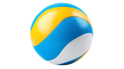 Vibrant volleyball with dynamic curves evoking energy and teamwork for sports advertising or athletic promotions