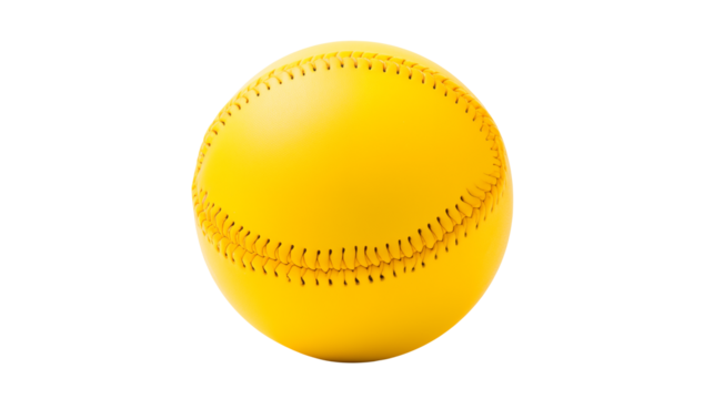 Vibrant yellow softball close up for athletic training and competitive sports promotions for summer events