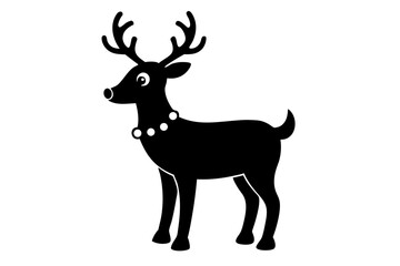 Fototapeta premium Sleek black deer silhouette vector illustration of a wild stag with antlers, isolated on white