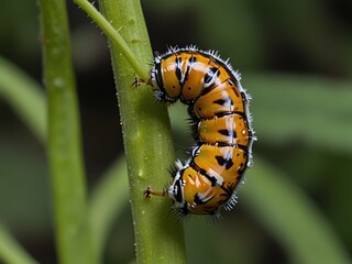 Fototapeta premium moth caterpillar on leaf