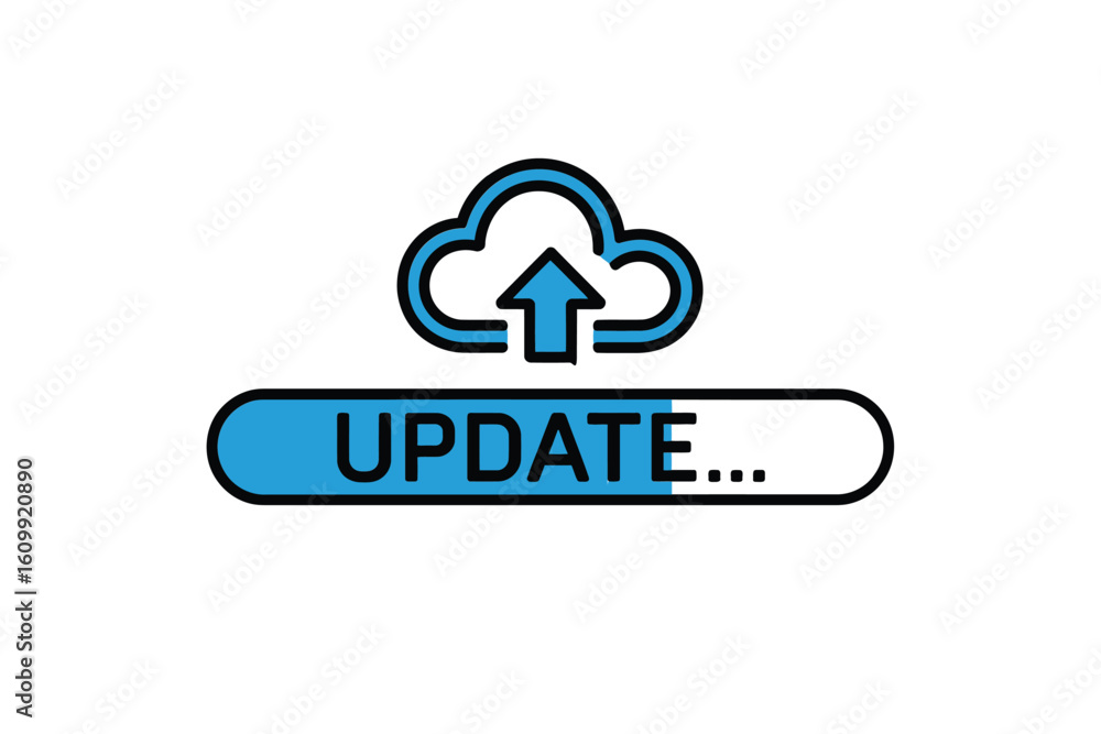 Poster dynamic cloud upload progress bar with bold blue 