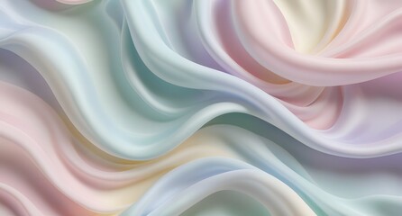 Obraz premium Pastel Crumpled Fabric Waves – Soft Wavy Linen Texture in Pink Blue Green