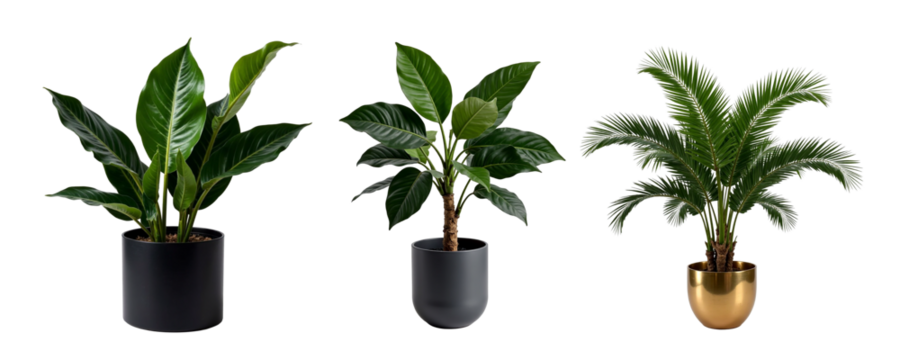 Stylish potted plants set bring nature indoors for a modern design aesthetic