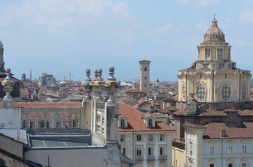 Fototapeta premium Rooftops of Torino, Italy with varied architecture