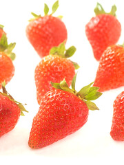 Fresh and juicy red strawberry on white background. Premium high quality organic product. Food supply industry.